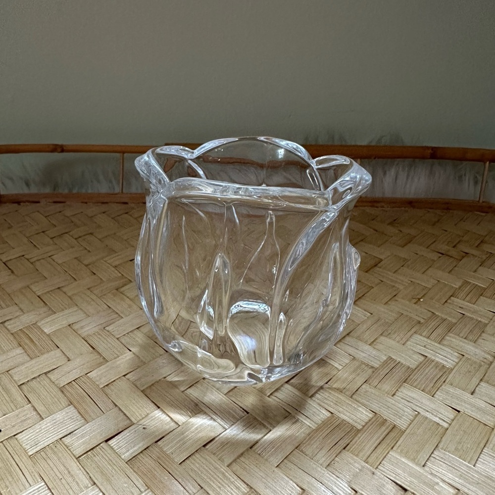 DePlomb Vintage Crystal Glass Tea Light Candle Holder Flower Tulip Made In USA